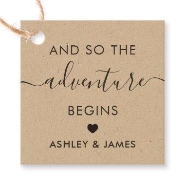 The Adventure Begins, Wedding Welcome Tag, Kraft Favor Tags