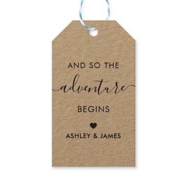 The Adventure Begins, Wedding Welcome Tag, Kraft Gift Tags