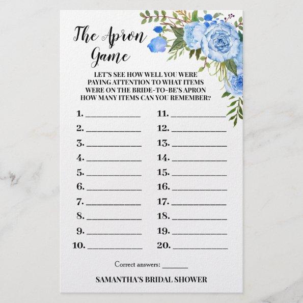 The Apron Bridal Shower Blue Flowers Game Invitations Flyer