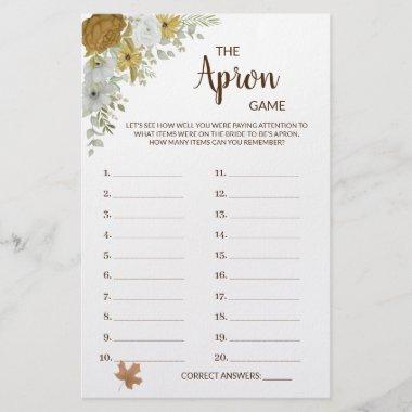 The Apron Game Boho Autumn Bridal Shower Game Invitations Flyer