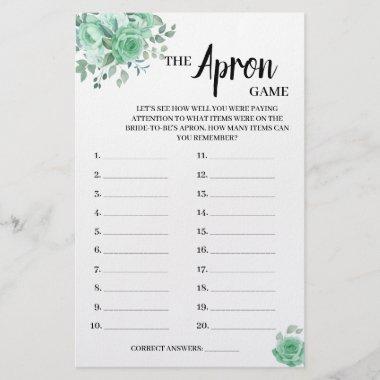The Apron Game Green Roses Bridal Shower Game Invitations Flyer