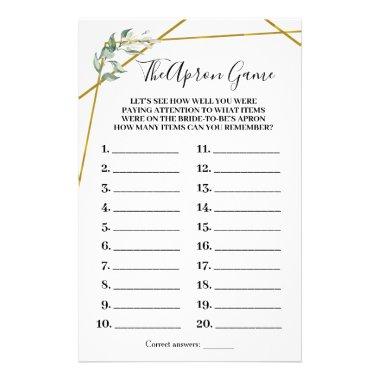 The Apron Game Greenery Gold Shower Game Invitations Flyer