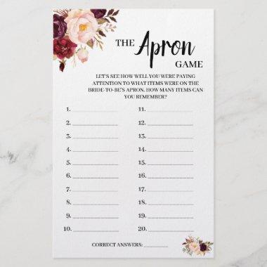 The Apron Game Marsala Bridal Shower Game Invitations Flyer