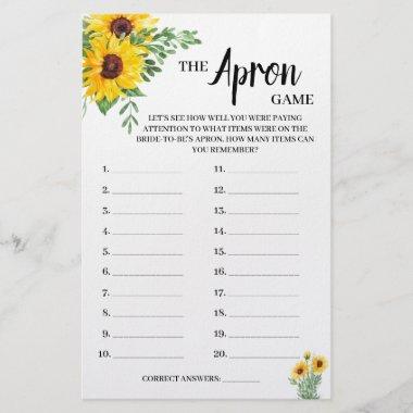 The Apron Game Sunflowers Bridal Shower Game Invitations Flyer