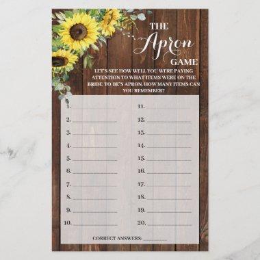 The Apron Game Sunflowers Bridal Shower Game Invitations Flyer