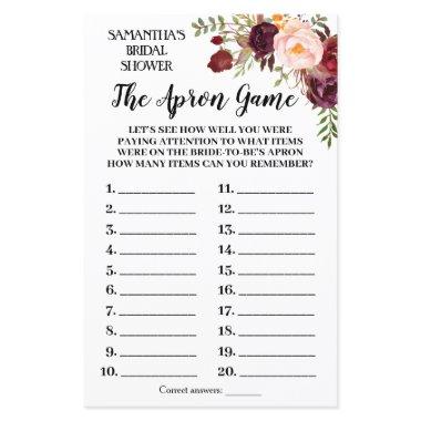 The Apron Marsala Flowers Bridal Shower Game