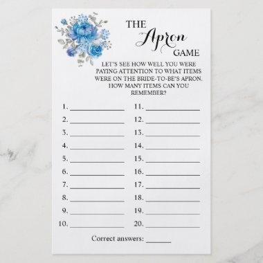 The Apron Shower Blue Flower Game Invitations Flyer