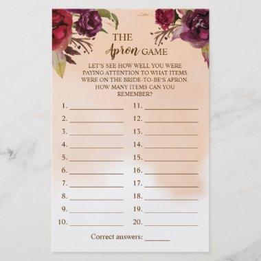 The Apron Shower Burgundy Flowers Game Invitations Flyer