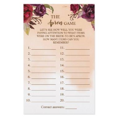 The Apron Shower Burgundy Flowers Game  Flyer