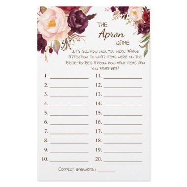 The Apron Shower Marsala Flowers Game  Flyer