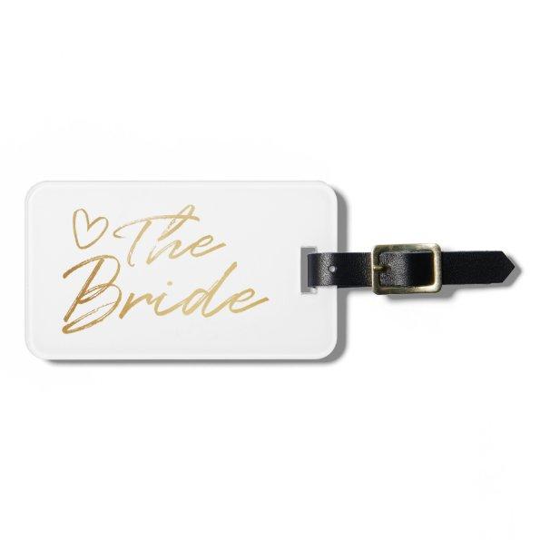 The Bride - Gold faux foil luggage tag