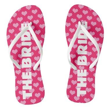 THE BRIDE hot pink hearts theme flip flip sandals