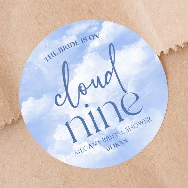 The Bride Is On Cloud Nine Blue Bridal Shower Classic Round Sticker