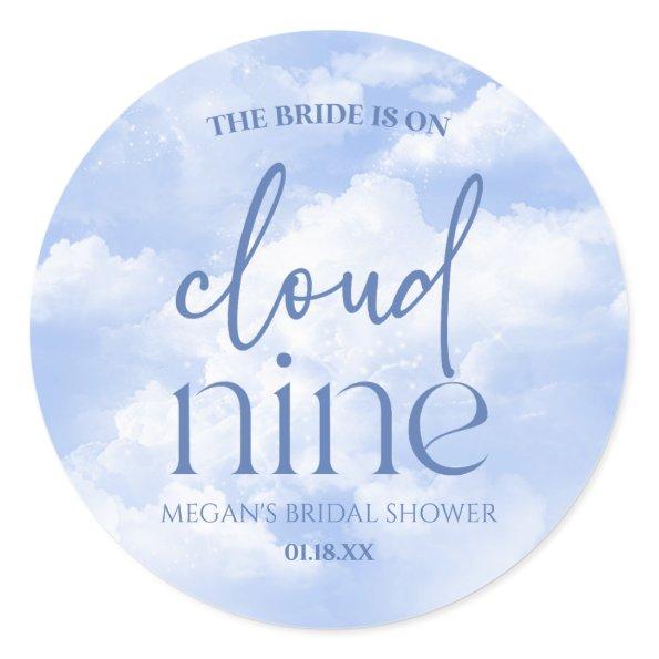 The Bride Is On Cloud Nine Blue Bridal Shower Classic Round Sticker