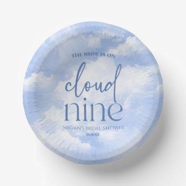 The Bride Is On Cloud Nine Blue Bridal Shower Paper Bowls