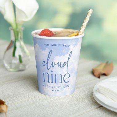 The Bride Is On Cloud Nine Blue Bridal Shower Paper Cups