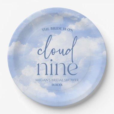 The Bride Is On Cloud Nine Blue Bridal Shower Paper Plates