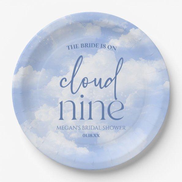 The Bride Is On Cloud Nine Blue  Paper Plates