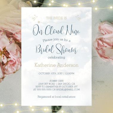 The Bride is On Cloud Nine Elegant Bridal Shower Invitations