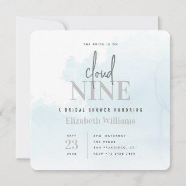 The Bride is On Cloud Nine Modern Bridal Shower Invitations