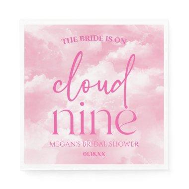 The Bride Is On Cloud Nine Pink Bridal Shower Napkins