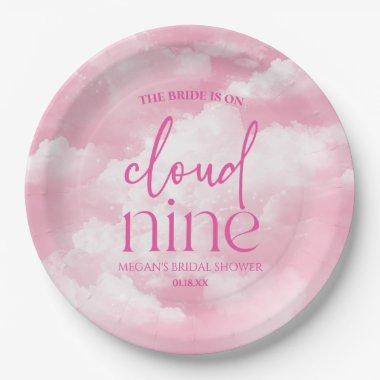 The Bride Is On Cloud Nine Pink  Paper Plates