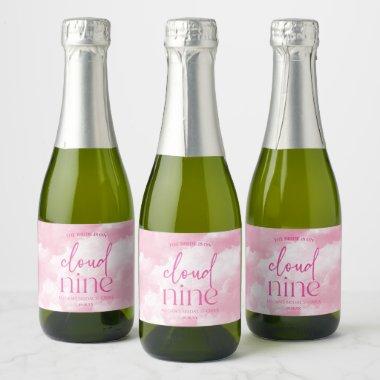 The Bride Is On Cloud Nine Pink Bridal Shower Sparkling Wine Label