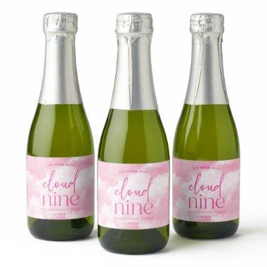 The Bride Is On Cloud Nine Pink Bridal Shower Sparkling Wine Label