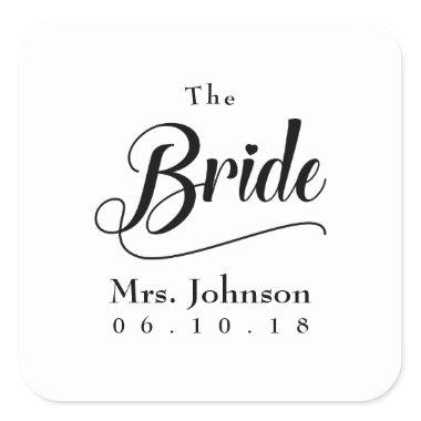 The Bride Mrs. Wedding Date Square Sticker