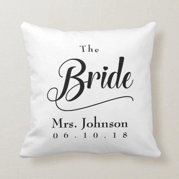The Bride Mrs. Wedding Date Throw Pillow