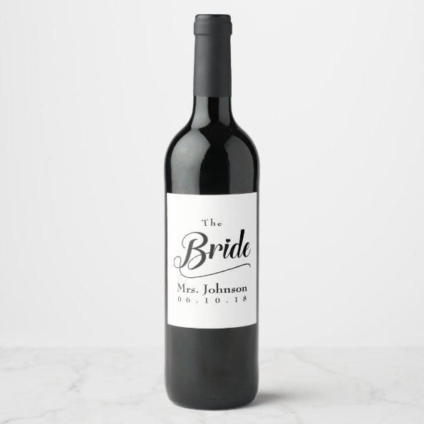 The Bride Mrs. Wedding Date Wine Label