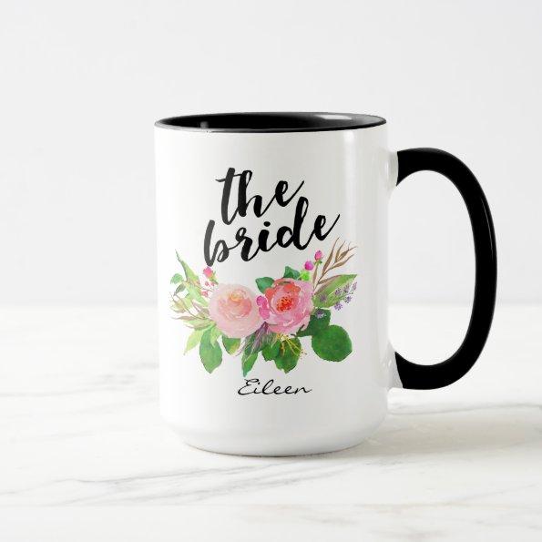 The Bride Watercolor Floral Personalized Mug