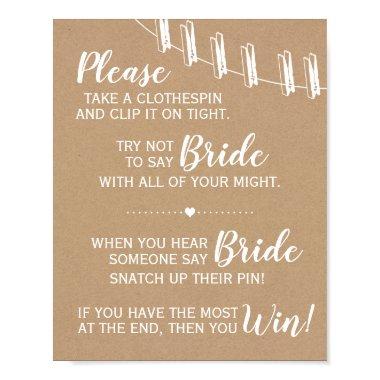 The clothespin game bridal shower rustic sign