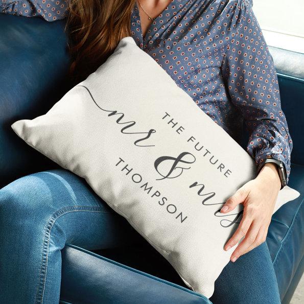 The Future Mr and Mrs Elegant Script Calligraphy Lumbar Pillow