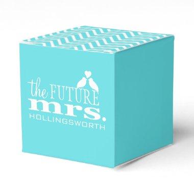 The Future Mrs. Aqua Blue Chevron Bridal Shower Favor Boxes