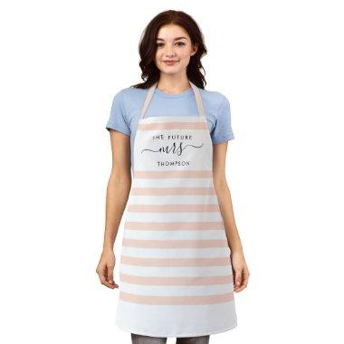 The Future Mrs Blush Pink Modern Stripes Script Apron