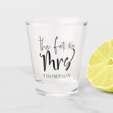 The Future Mrs Name Black Modern Typography Shot Glass