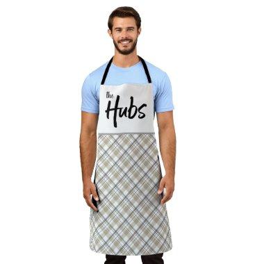 The Hubs Funny Typography Neutral Plaid Apron