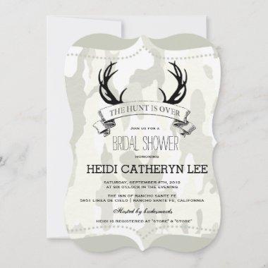 "The Hunt is Over" Rustic Camo Bridal Shower Invitations