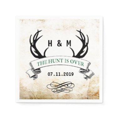 "The Hunt is Over" Rustic Custom Wedding Gift Napkins