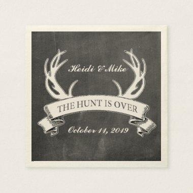 "The Hunt is Over" Rustic Custom Wedding Gift Paper Napkins