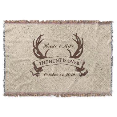 "The Hunt is Over" Rustic Custom Wedding Gift Throw Blanket