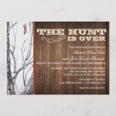 The Hunt Is Over Winter Camo Wedding Invitations