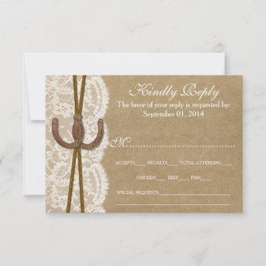 The Kraft, Lace & Horseshoe Wedding Collection RSVP Card