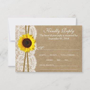 The Kraft, & Lace Sunflower Collection RSVP Cards