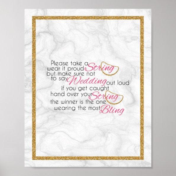 The Necklace Game Marble & Gold Bridal Shower Game Poster