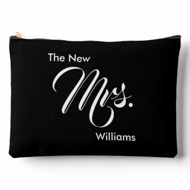 The New Mrs. Last Name Black and White Accessory Pouch
