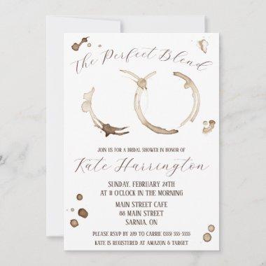 The Perfect Blend, Coffee, Stains, Bridal Shower Invitations