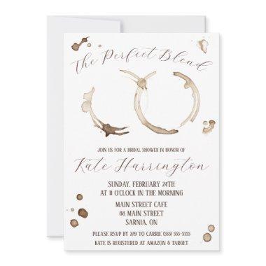 The Perfect Blend, Coffee, Stains, Bridal Shower Invitations