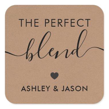The Perfect Blend Coffee Sticker, Wedding, Kraft Square Sticker